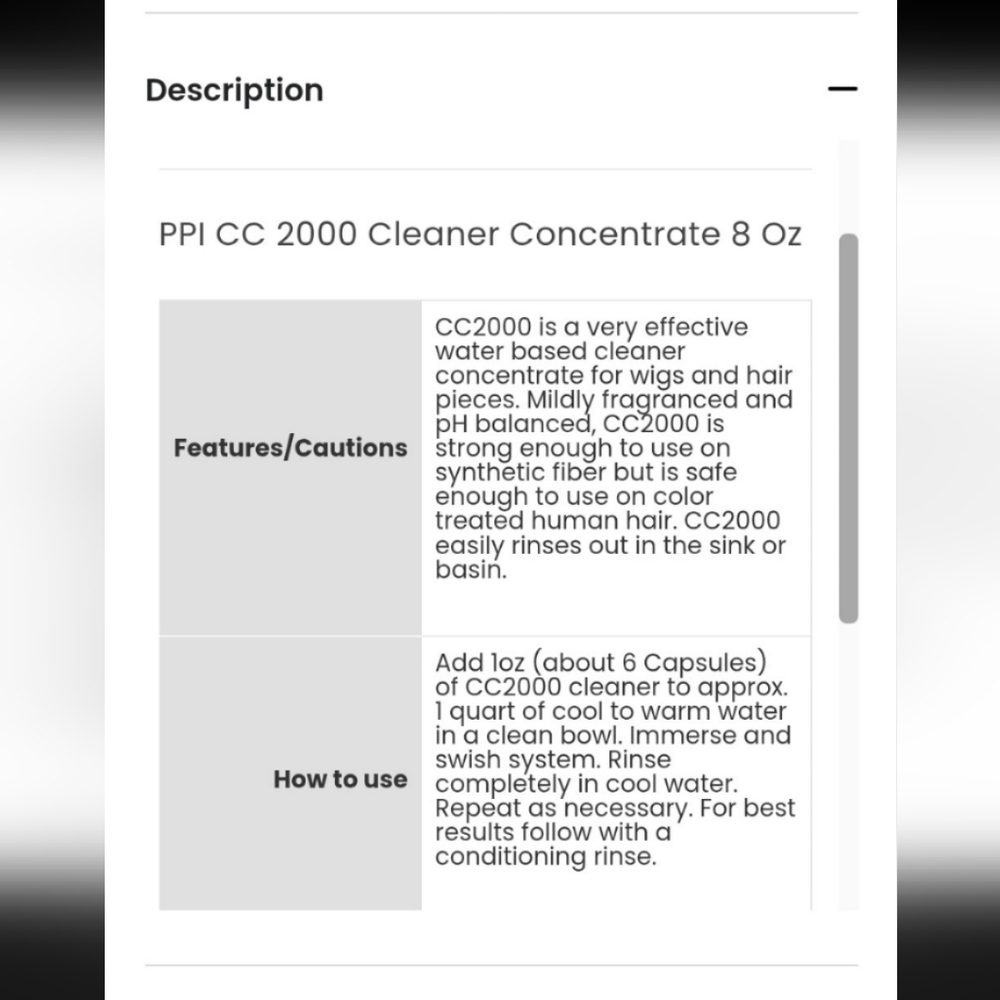 CC 2000 Synthethic Hair/ Wig Cleaner Concentrate - Picture 6 of 7